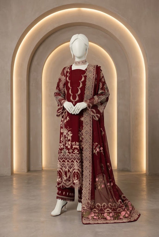 Kahf 1478 – Premium Airjet Dhanak 3-Piece Suit with Heavy Embroidered Shawl | Winter Collection 2026–27 - Abeeha Fabric