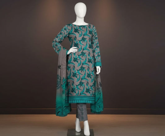 Premium Quality Lawn Digital printed 3PC SUIT AP - 123 - Abeeha Fabric