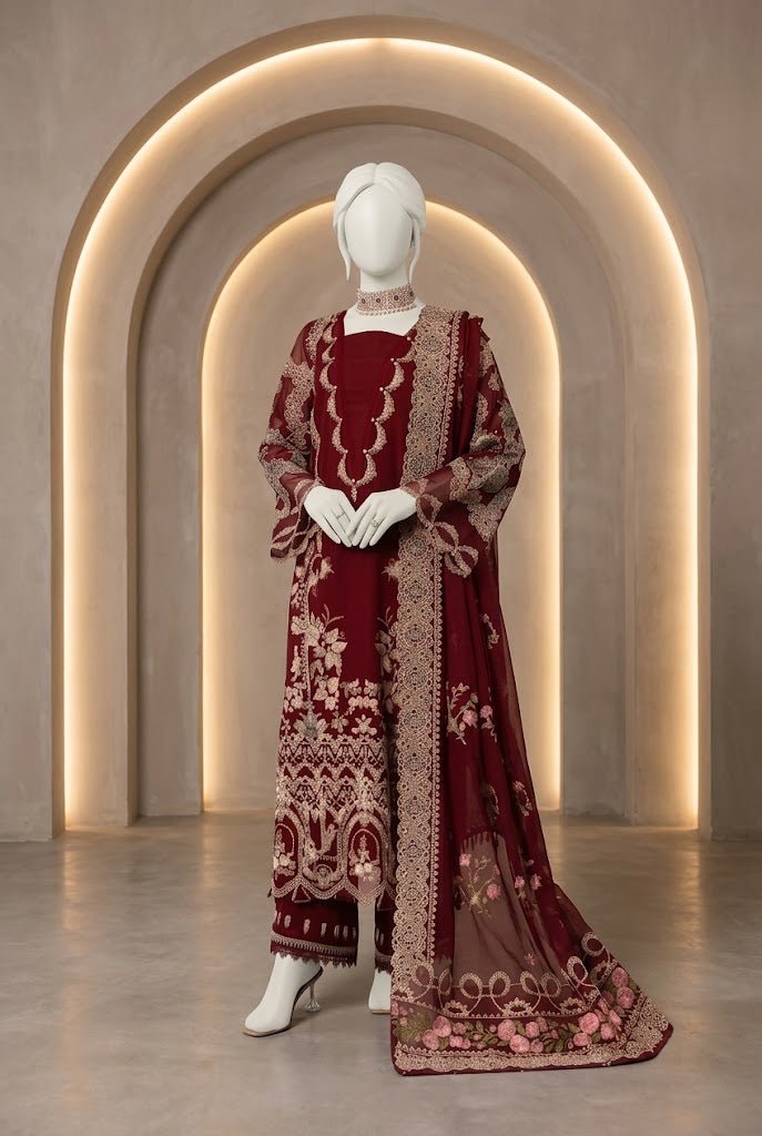Kahf 1478 – Premium Airjet Dhanak 3-Piece Suit with Heavy Embroidered Shawl | Winter Collection 2026–27 - Abeeha Fabric