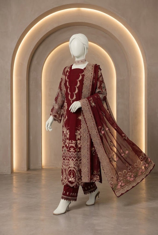 Kahf 1478 – Premium Airjet Dhanak 3-Piece Suit with Heavy Embroidered Shawl | Winter Collection 2026–27 - Abeeha Fabric