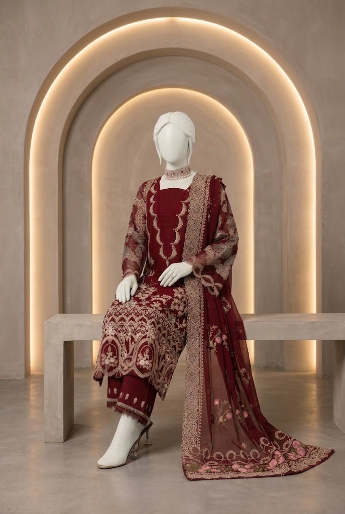 Kahf 1478 – Premium Airjet Dhanak 3-Piece Suit with Heavy Embroidered Shawl | Winter Collection 2026–27 - Abeeha Fabric