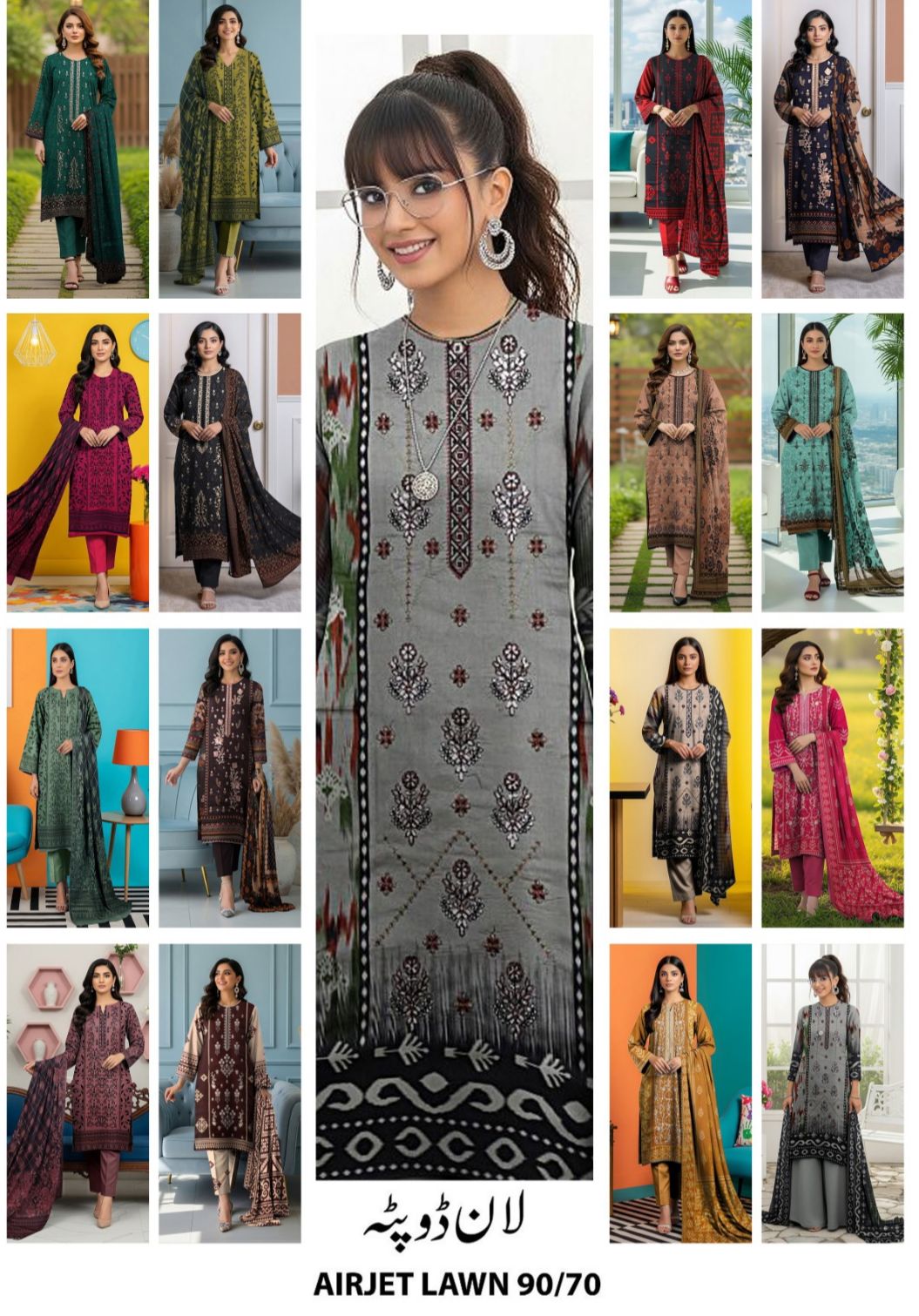 LAWN WITH LAWN DUPATTA 2pc - Abeeha Fabric