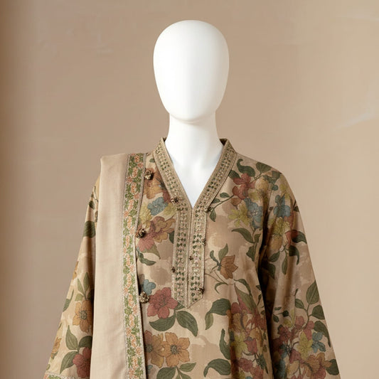 luxury embroidered print 3PC SUIT FC751 - Abeeha Fabric