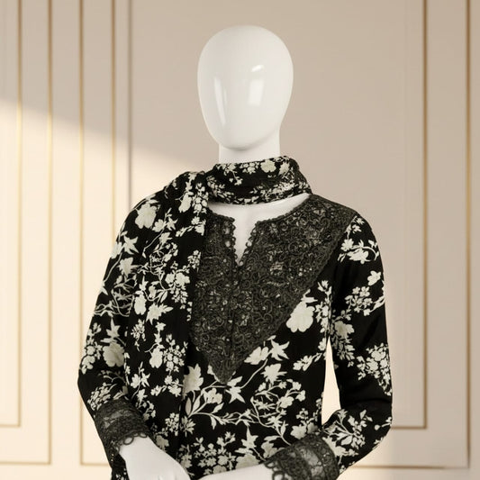 luxury embroidered print 3PC SUIT FC752 - Abeeha Fabric