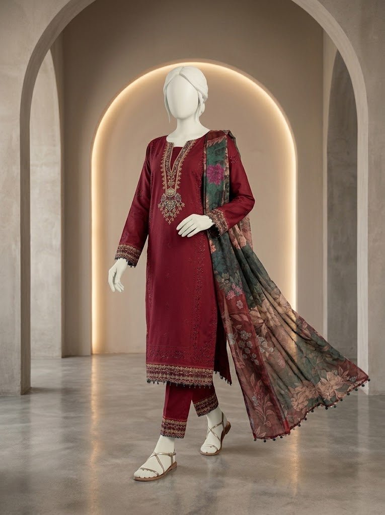 Premium Airjet Dhanak with Digital Wool Shawl – IZEL 1284 | Winter Collection 2026–27 - Abeeha Fabric