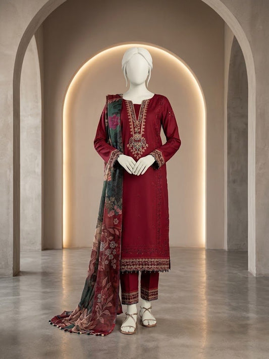 Premium Airjet Dhanak with Digital Wool Shawl – IZEL 1284 | Winter Collection 2026–27 - Abeeha Fabric