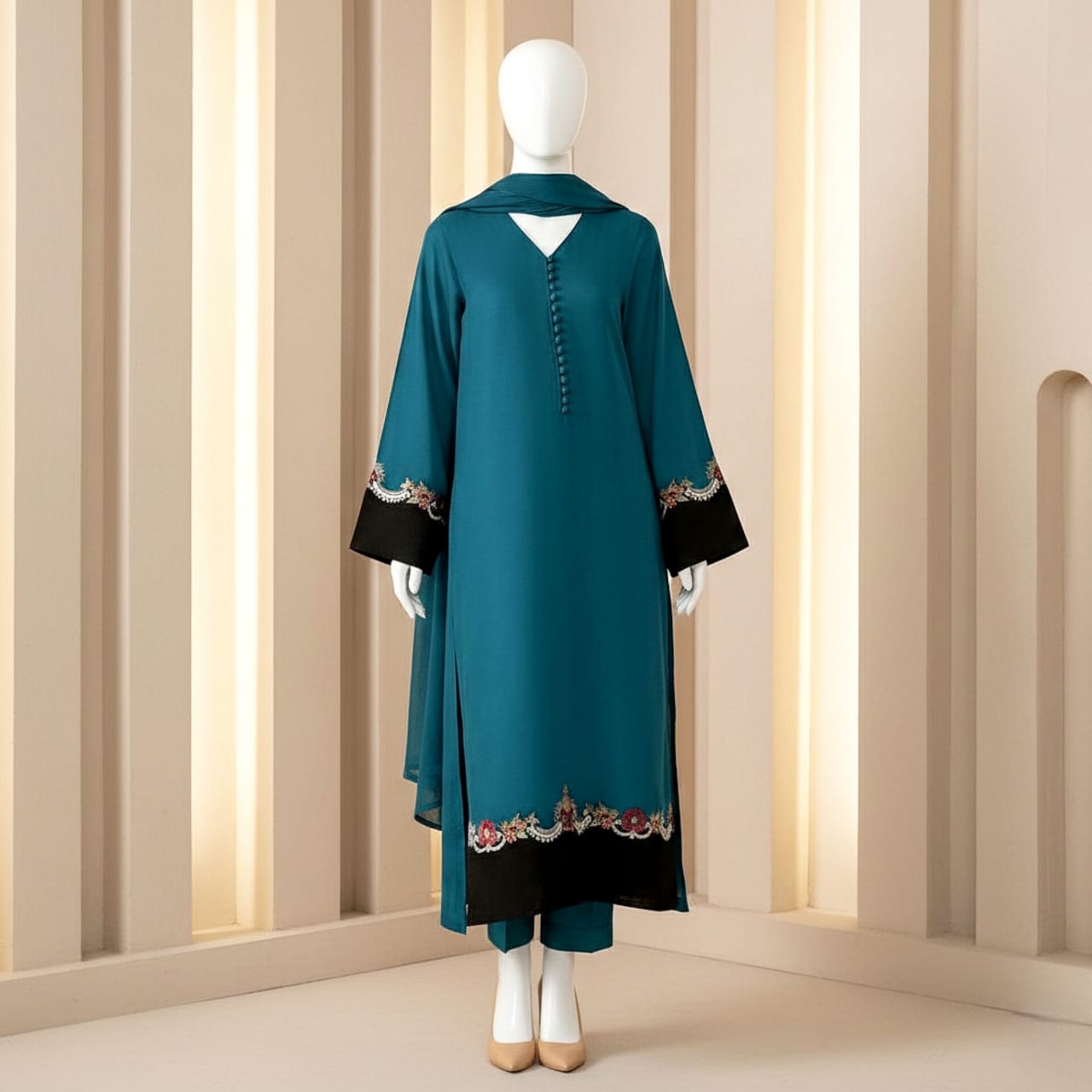 Premium Embroidered 3PC Summer Lawn AF - 1011 - Abeeha Fabric