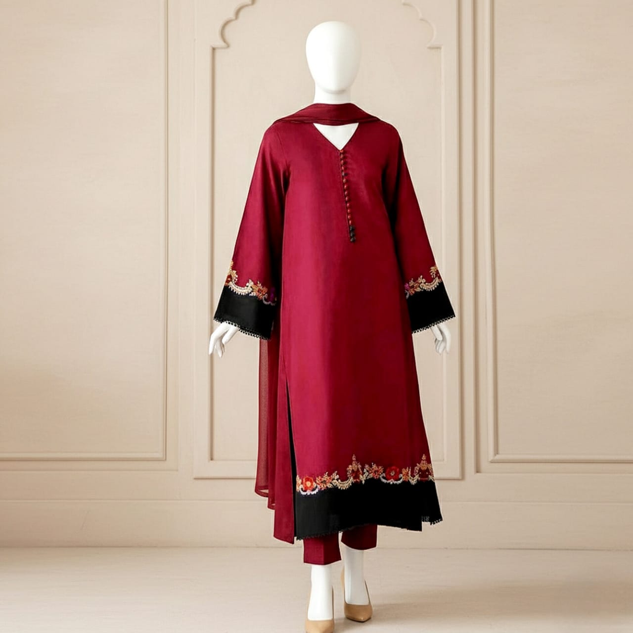 Premium Embroidered 3PC Summer Lawn AF - 1012 - Abeeha Fabric