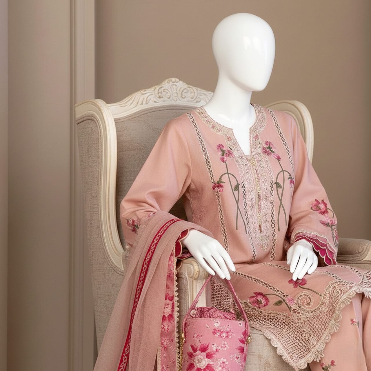Premium Embroidered 3PC Summer Lawn AF - 1013 - Abeeha Fabric