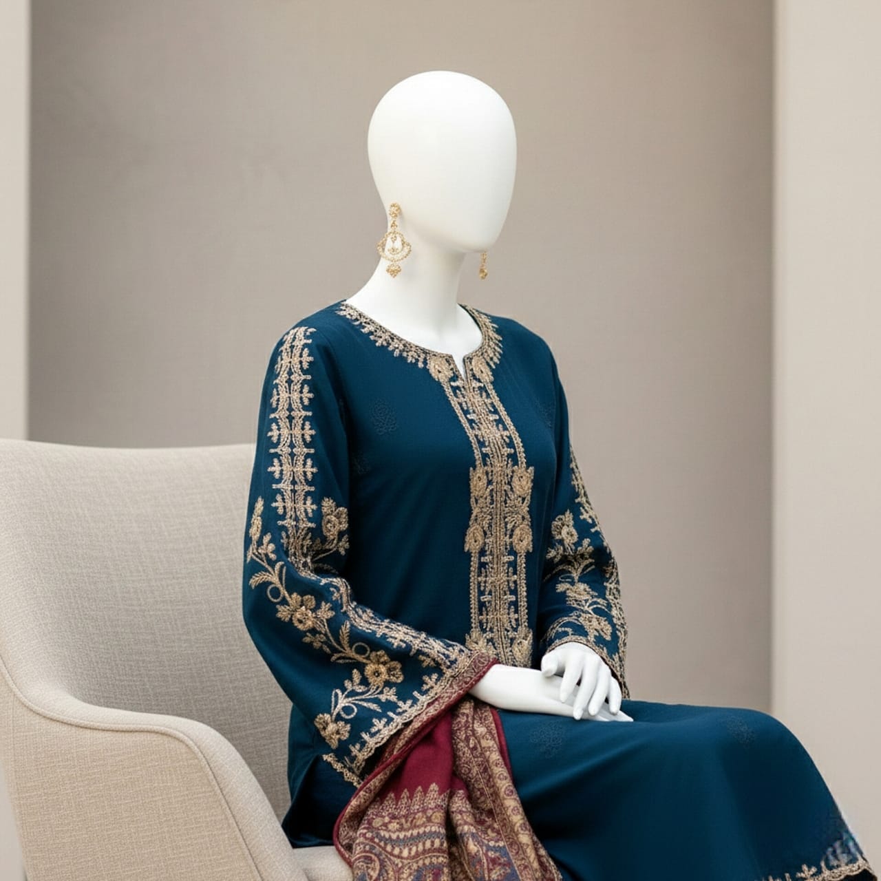 Premium Embroidered 3PC Summer Lawn AF - 1014 - Abeeha Fabric