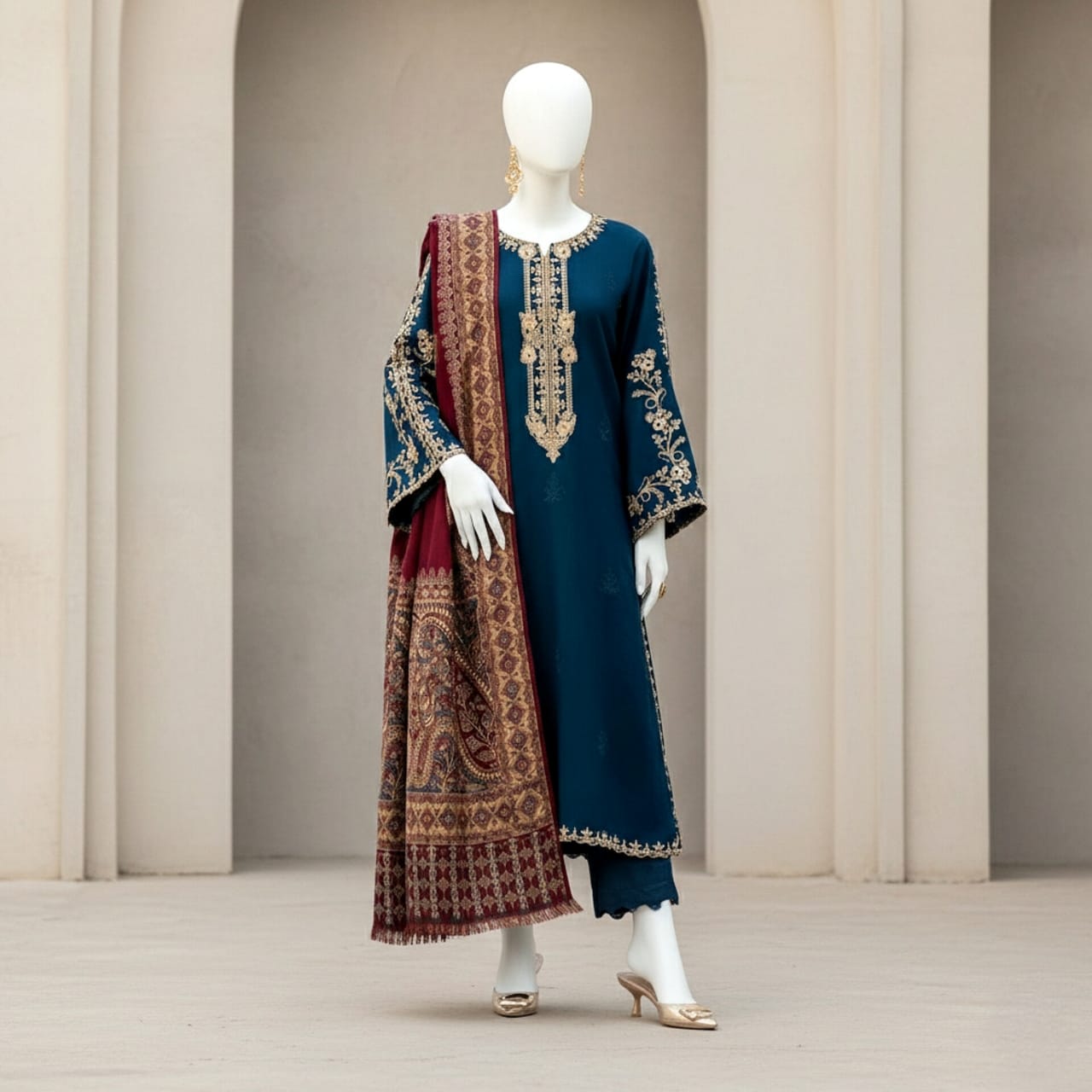 Premium Embroidered 3PC Summer Lawn AF - 1014 - Abeeha Fabric