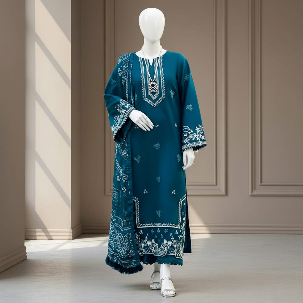 Premium Embroidered 3PC Summer Lawn AF - 1019 - Abeeha Fabric