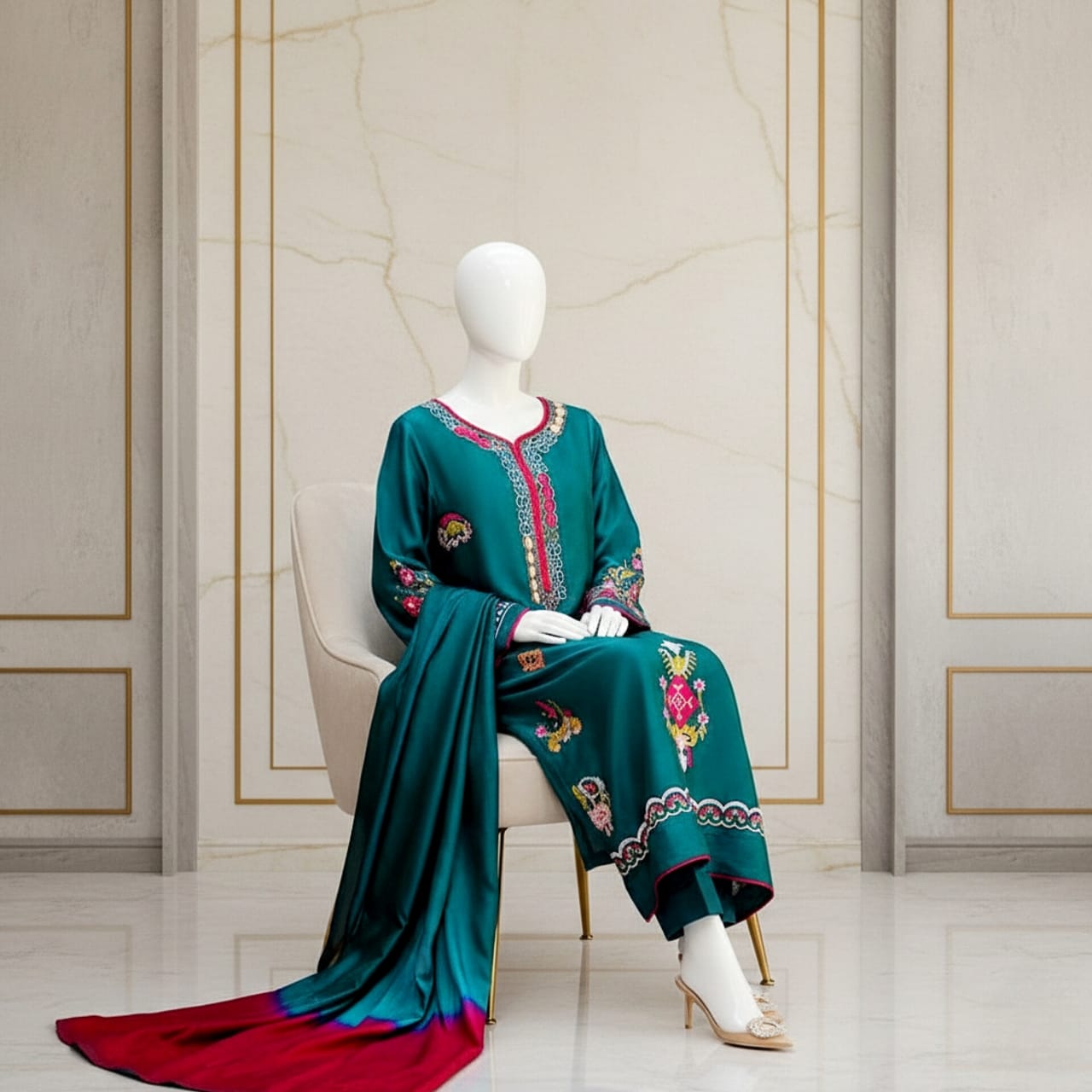 Premium Embroidered 3PC Summer Lawn AF - 1020 - Abeeha Fabric