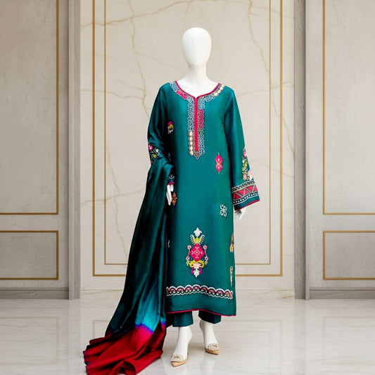 Premium Embroidered 3PC Summer Lawn AF - 1020 - Abeeha Fabric