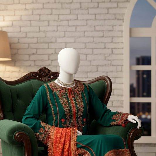 Premium Embroidered 3PC Summer Lawn AF - 1021 - Abeeha Fabric