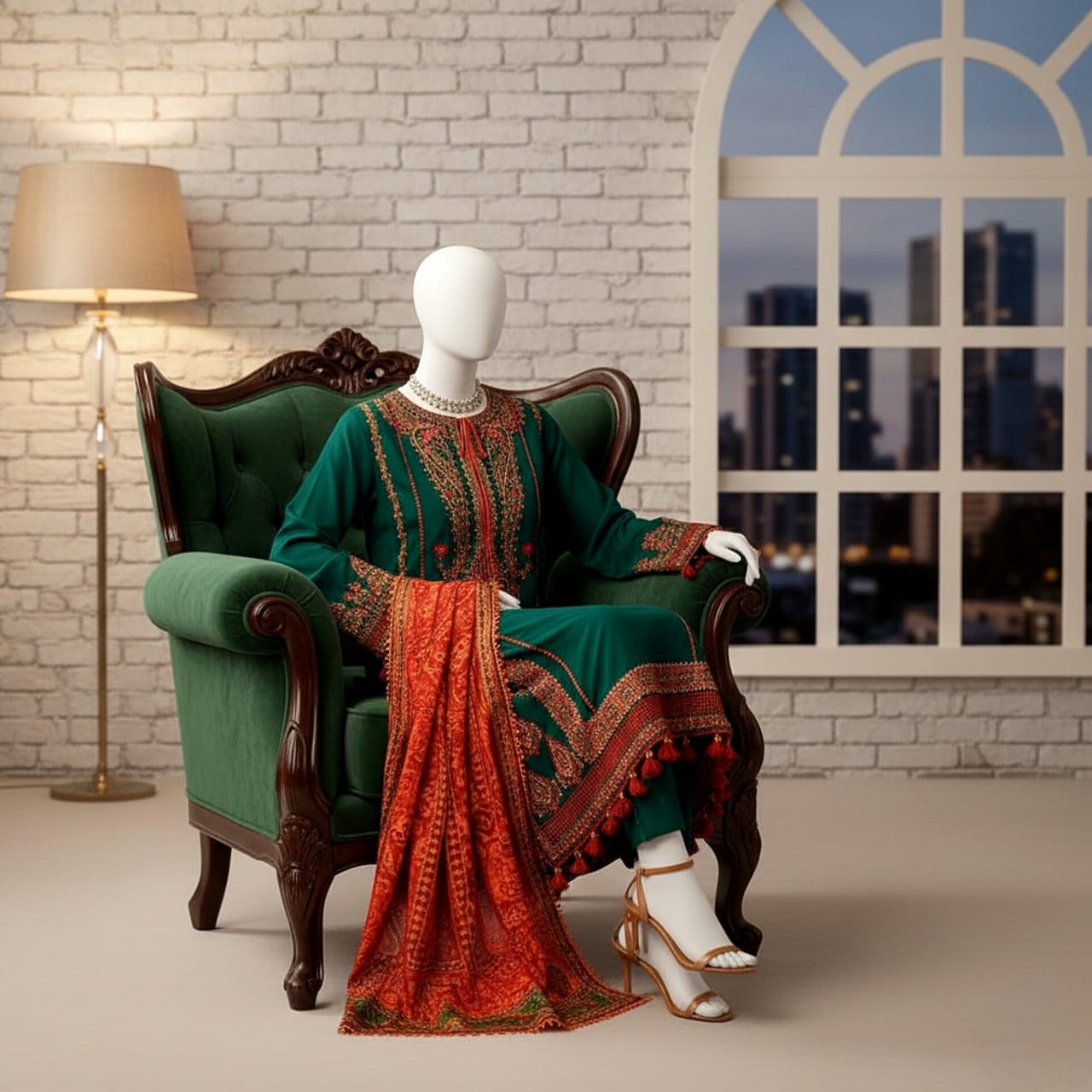 Premium Embroidered 3PC Summer Lawn AF - 1021 - Abeeha Fabric