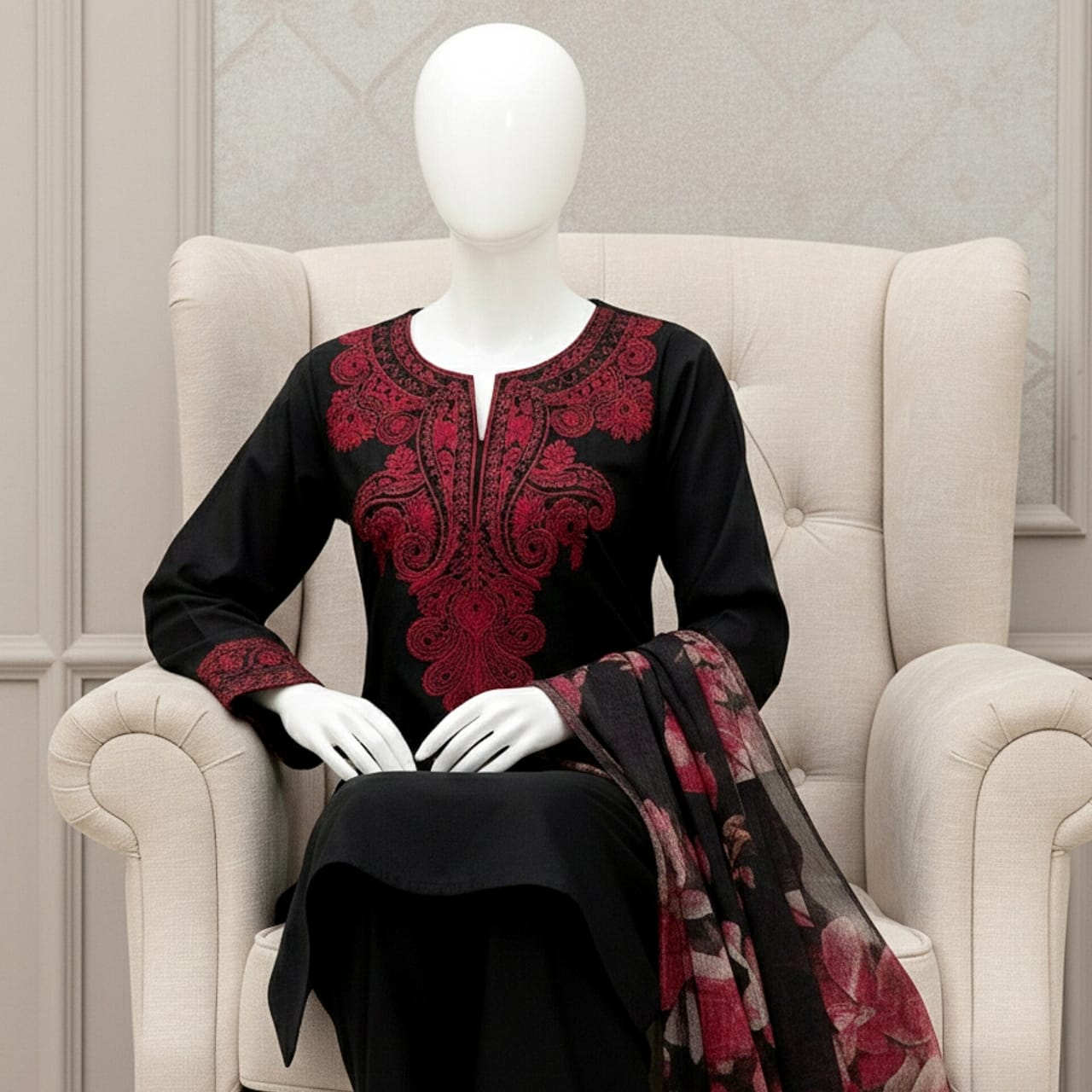 Premium Embroidered 3PC Summer Lawn AF - 1023 - Abeeha Fabric