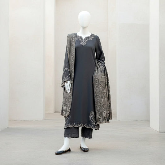 Premium Embroidered 3PC Summer Lawn AF - 1025 - Abeeha Fabric