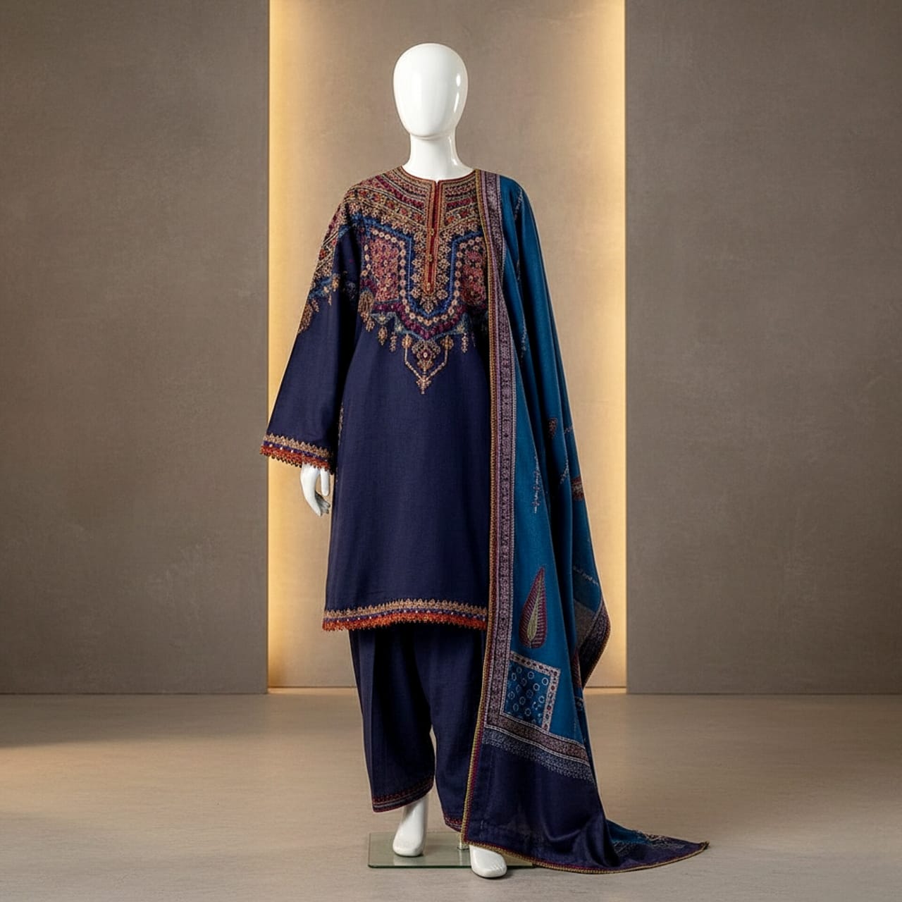Premium Embroidered 3PC Summer Lawn AF - 1028 - Abeeha Fabric