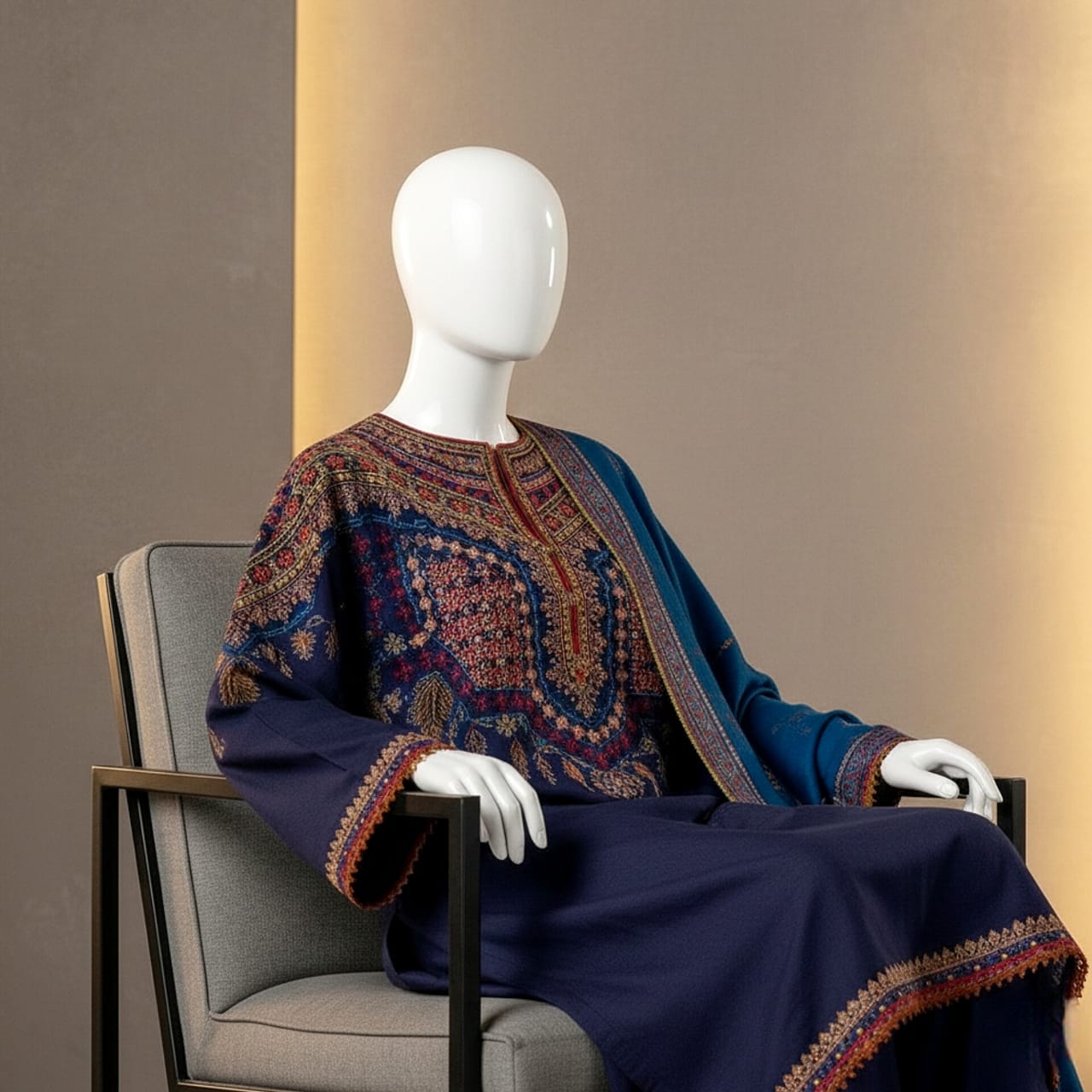 Premium Embroidered 3PC Summer Lawn AF - 1028 - Abeeha Fabric