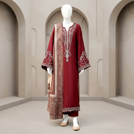 Premium Embroidered 3PC Summer Lawn AF - 1029 - Abeeha Fabric