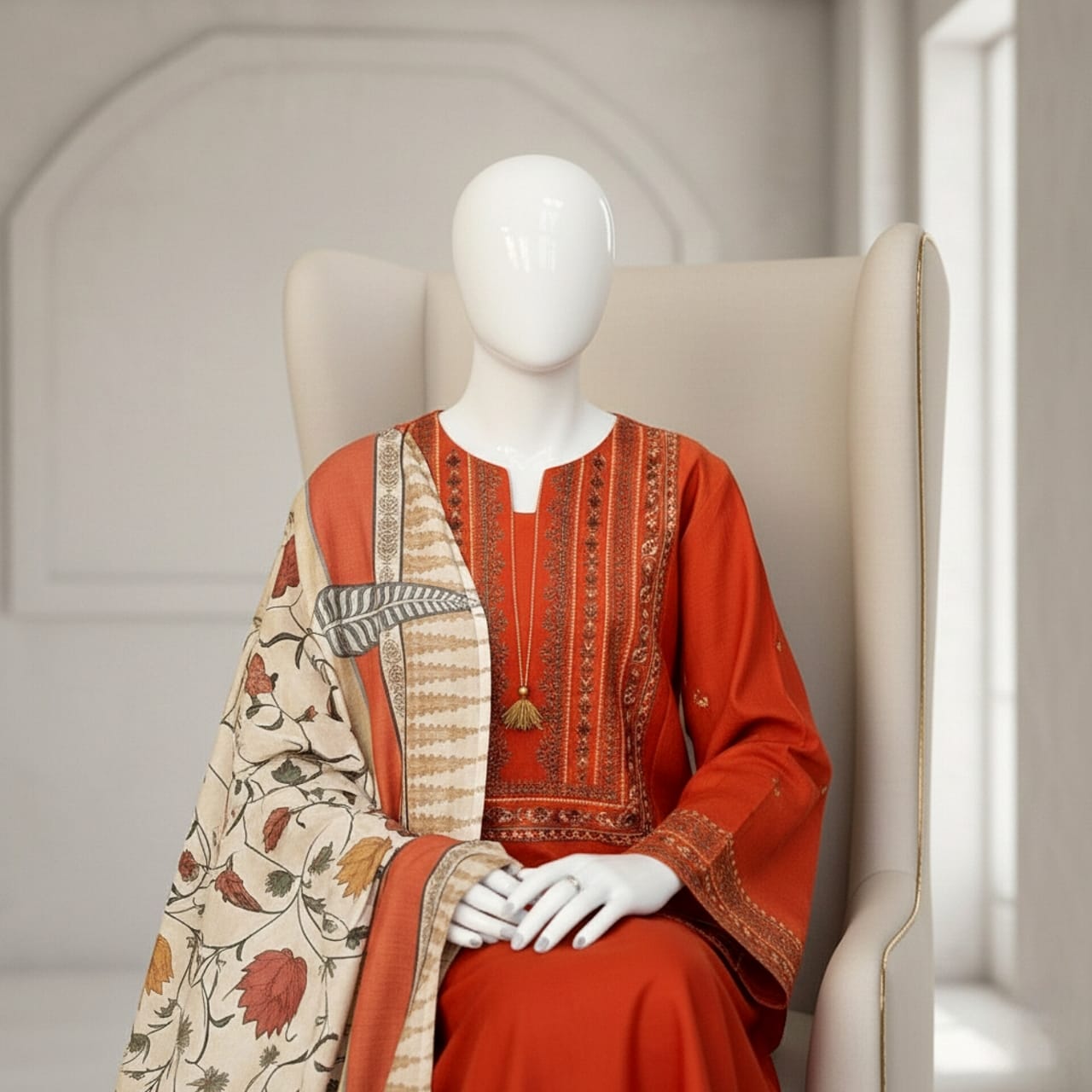 Premium Embroidered 3PC Summer Lawn AF - 1031 - Abeeha Fabric