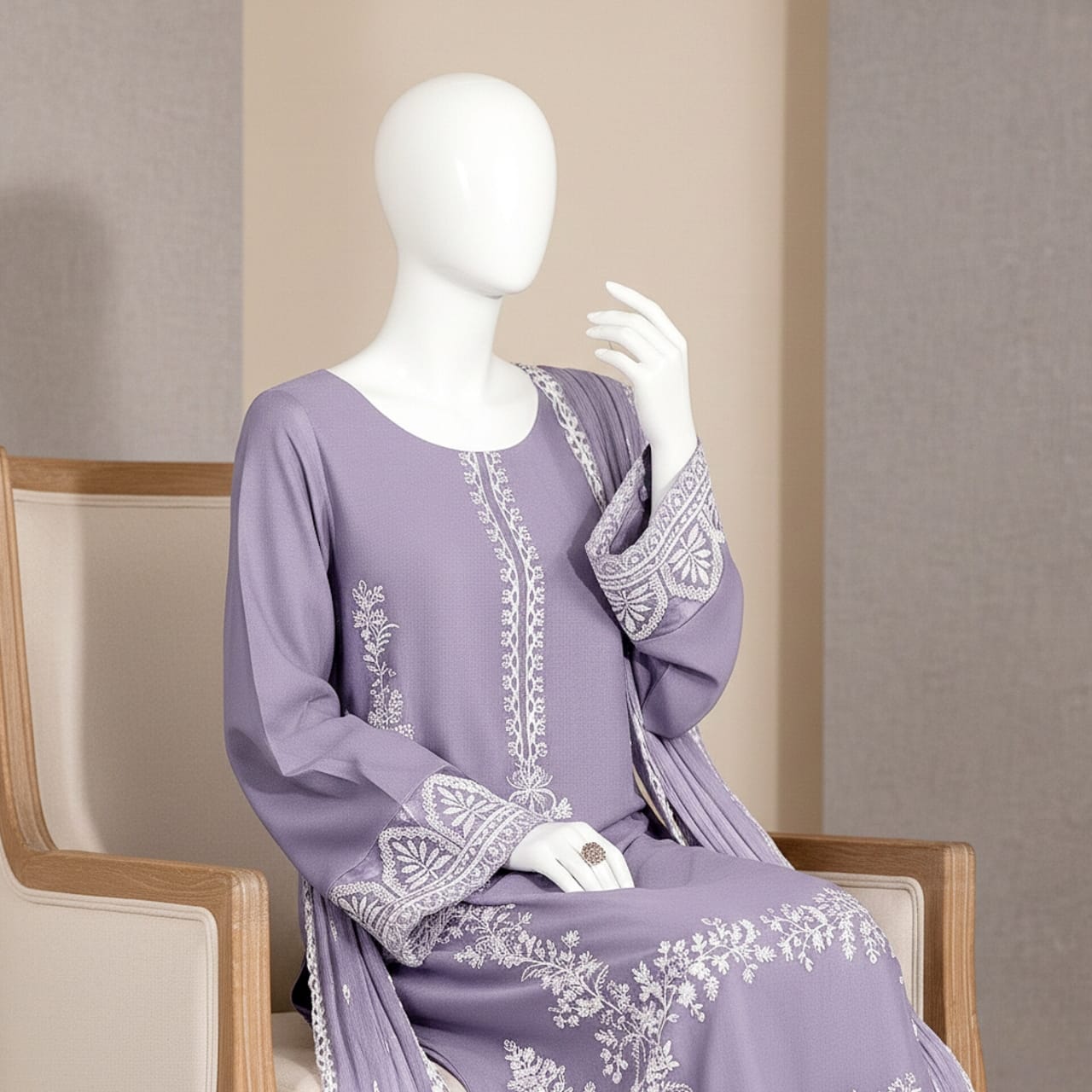 Premium Embroidered 3PC Summer Lawn AF - 1034 - Abeeha Fabric