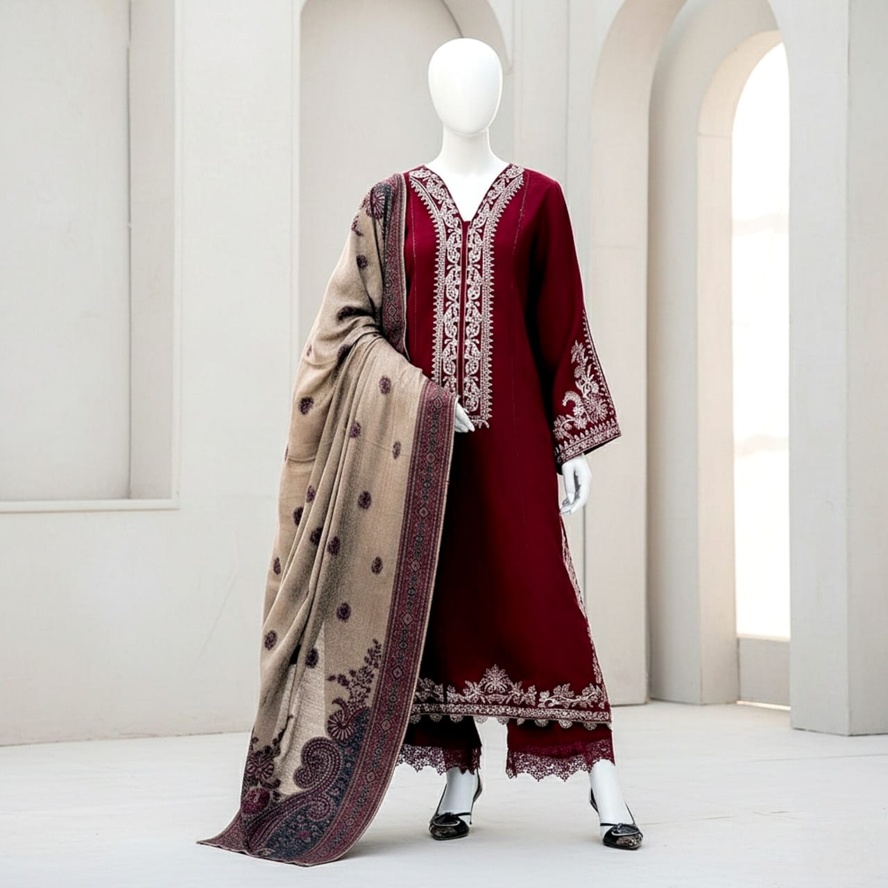 Premium Embroidered 3PC Summer Lawn AF - 1035 - Abeeha Fabric