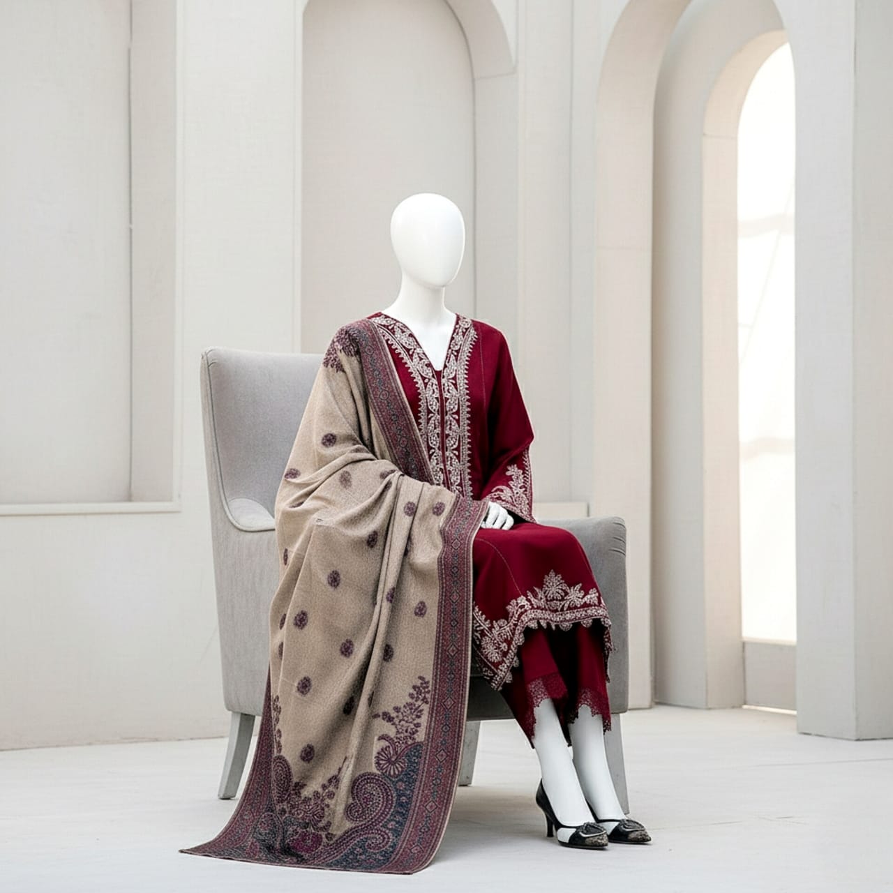 Premium Embroidered 3PC Summer Lawn AF - 1035 - Abeeha Fabric