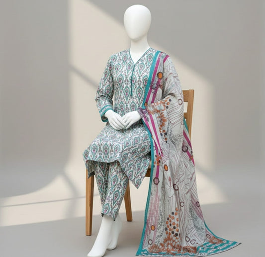 Premium Quality Lawn Digital printed 3PC SUIT AP - 112 - Abeeha Fabric
