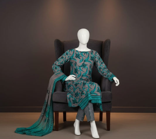 Premium Quality Lawn Digital printed 3PC SUIT AP - 123 - Abeeha Fabric