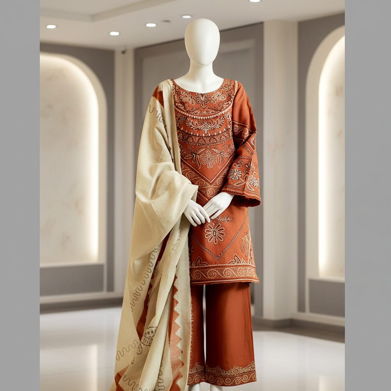 Unstitched Embroidered Premium Lawn 3PC AF9002 - Abeeha Fabric