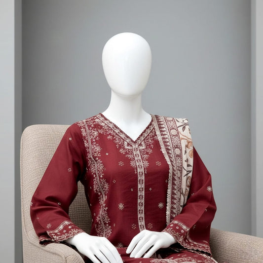 Unstitched Embroidered Premium Lawn 3PC AF9004 - Abeeha Fabric